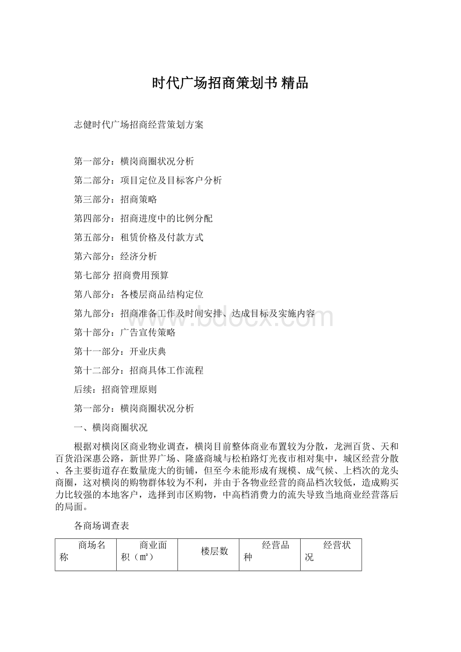 时代广场招商策划书 精品.docx