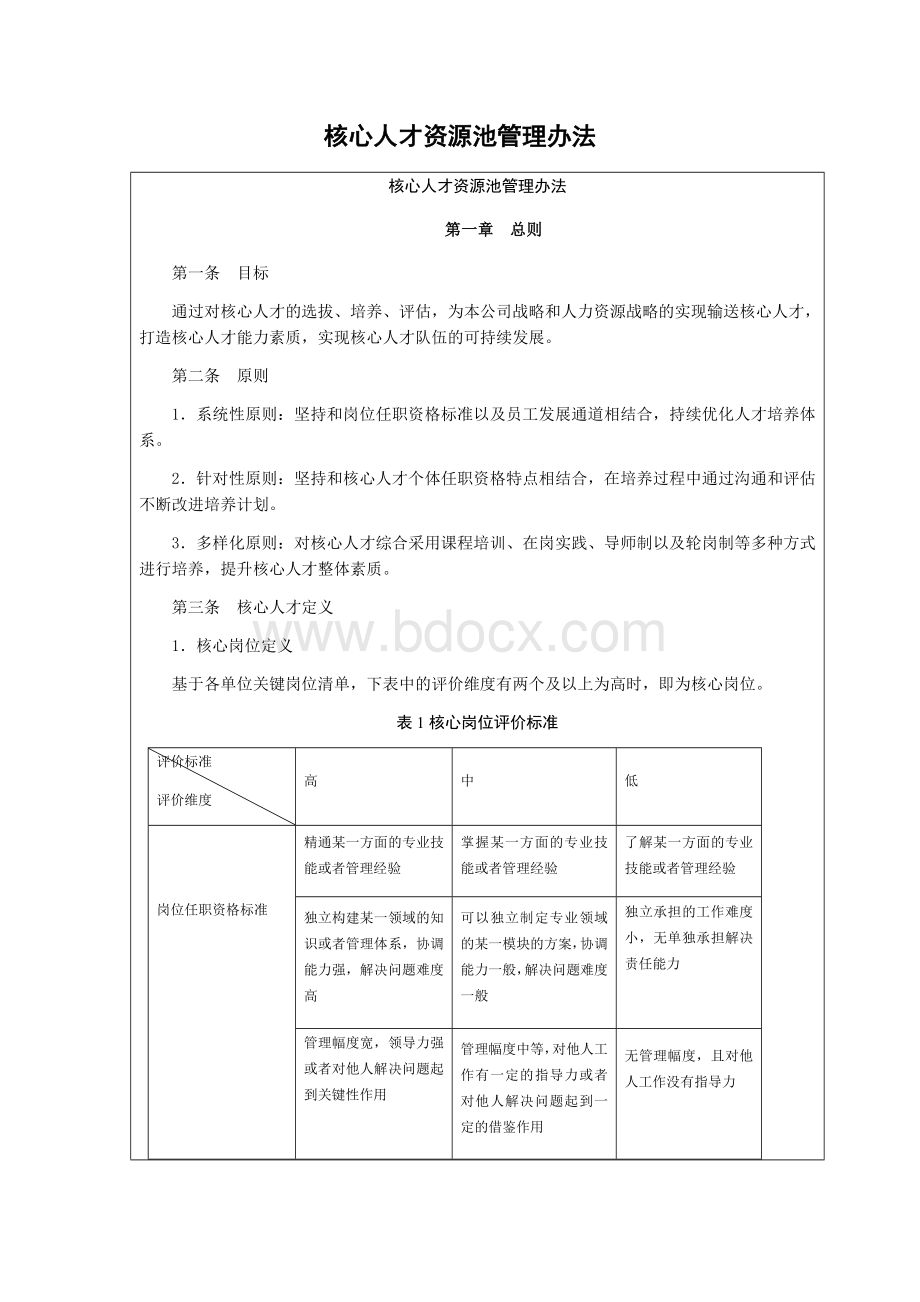 核心人才资源池管理办法.docx