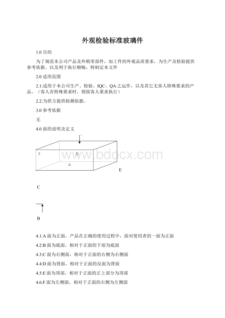 外观检验标准玻璃件.docx