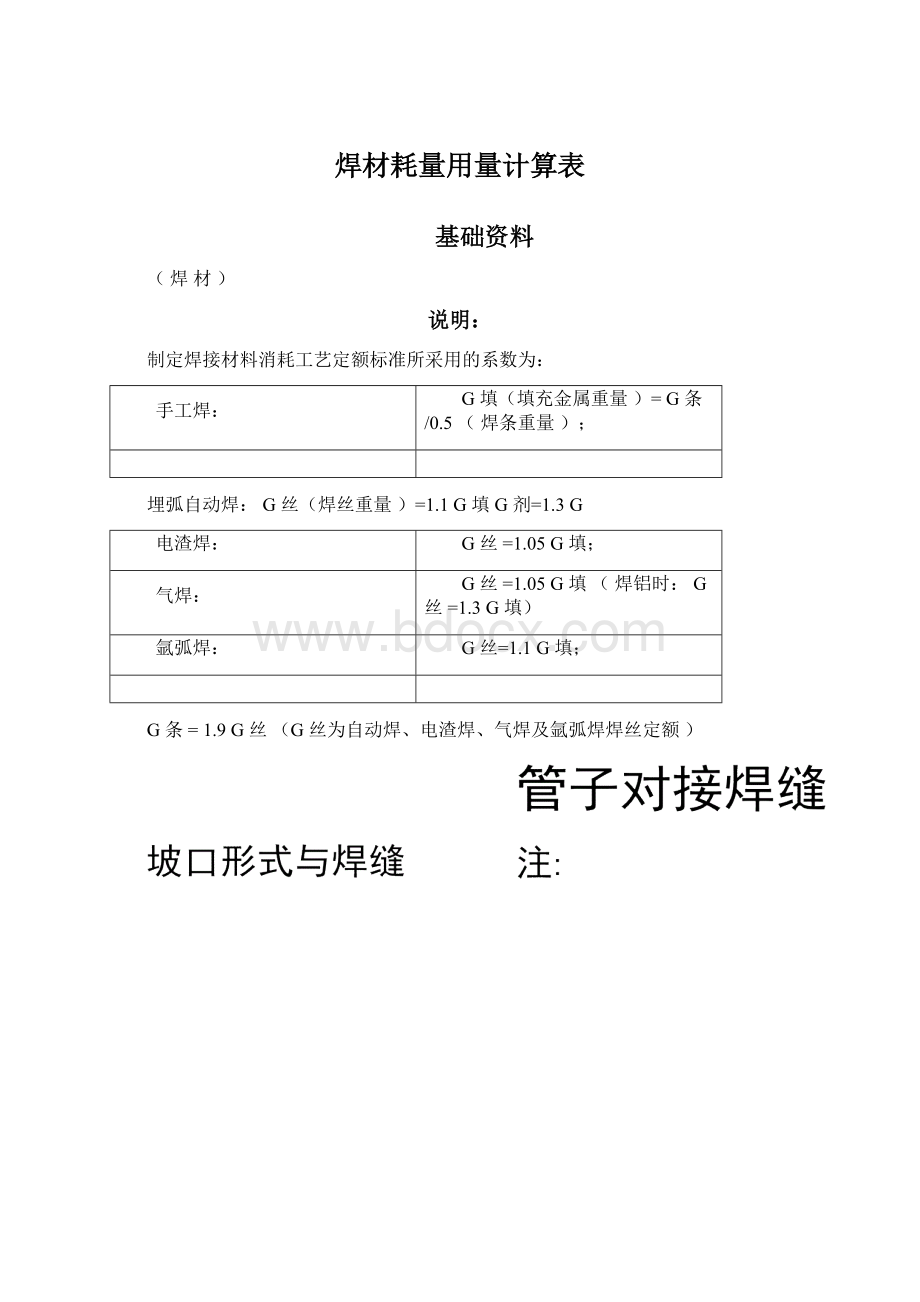 焊材耗量用量计算表.docx