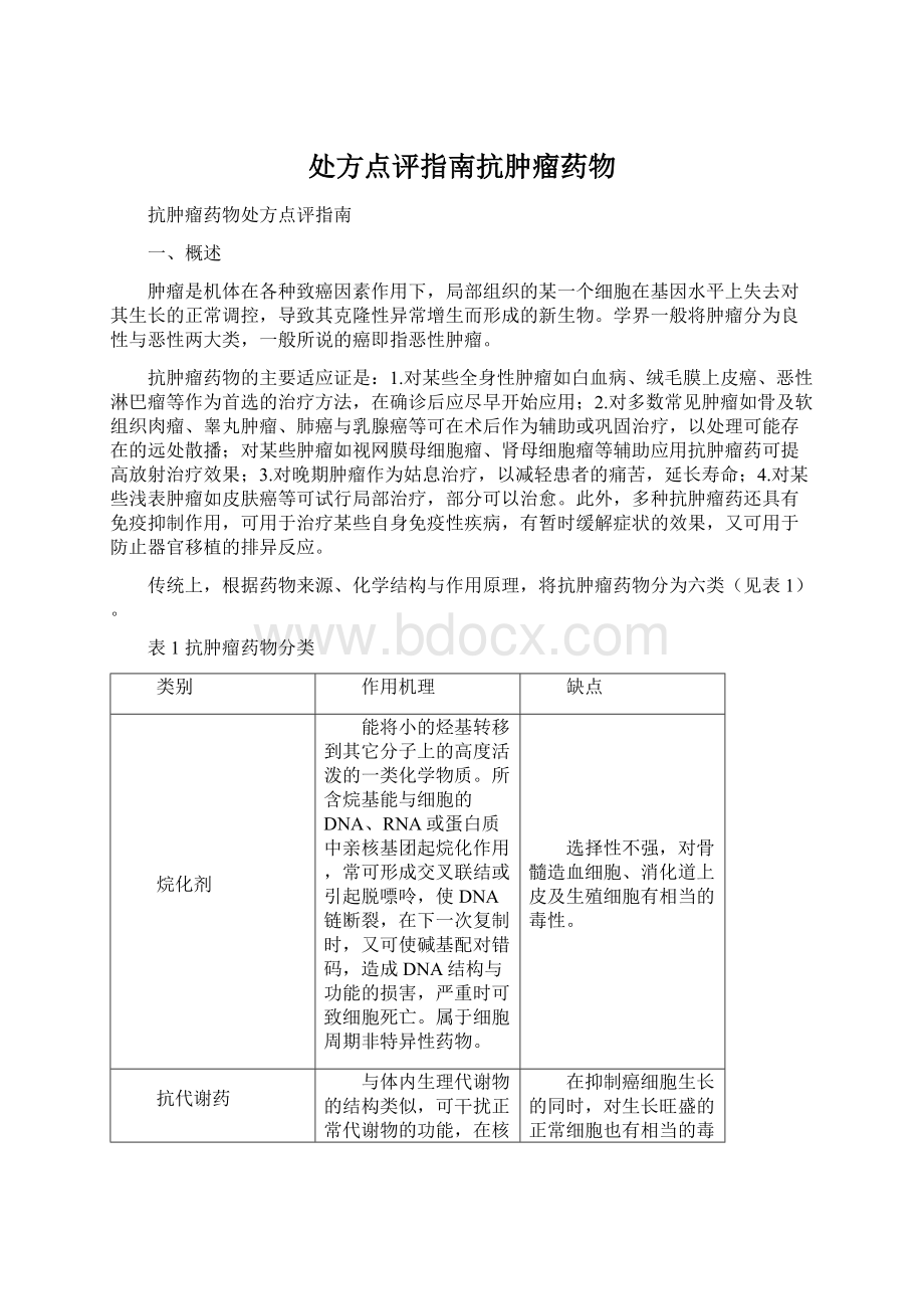 处方点评指南抗肿瘤药物Word文档下载推荐.docx