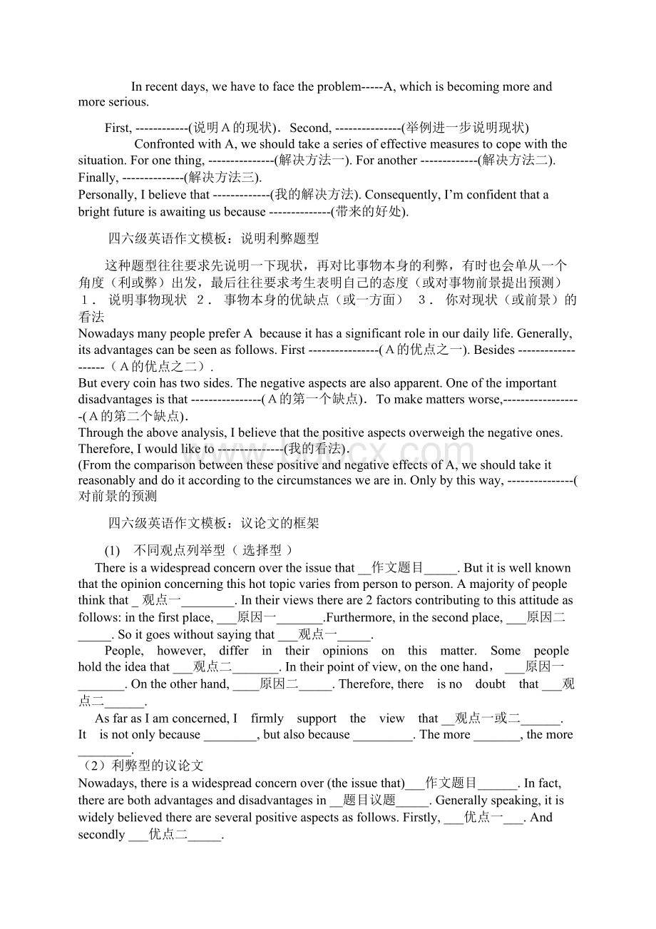 四六级英语作文八大模版经典解析文档格式.docx_第2页