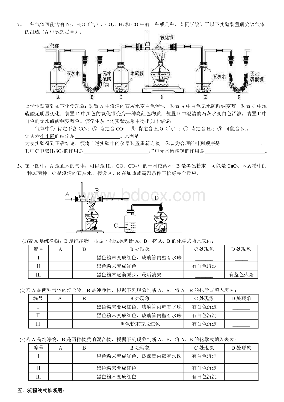 初中化学推断题(各种题型完整版).docx_第3页