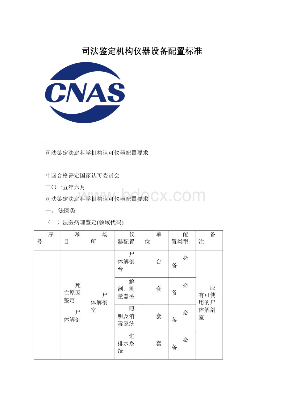 司法鉴定机构仪器设备配置标准Word下载.docx