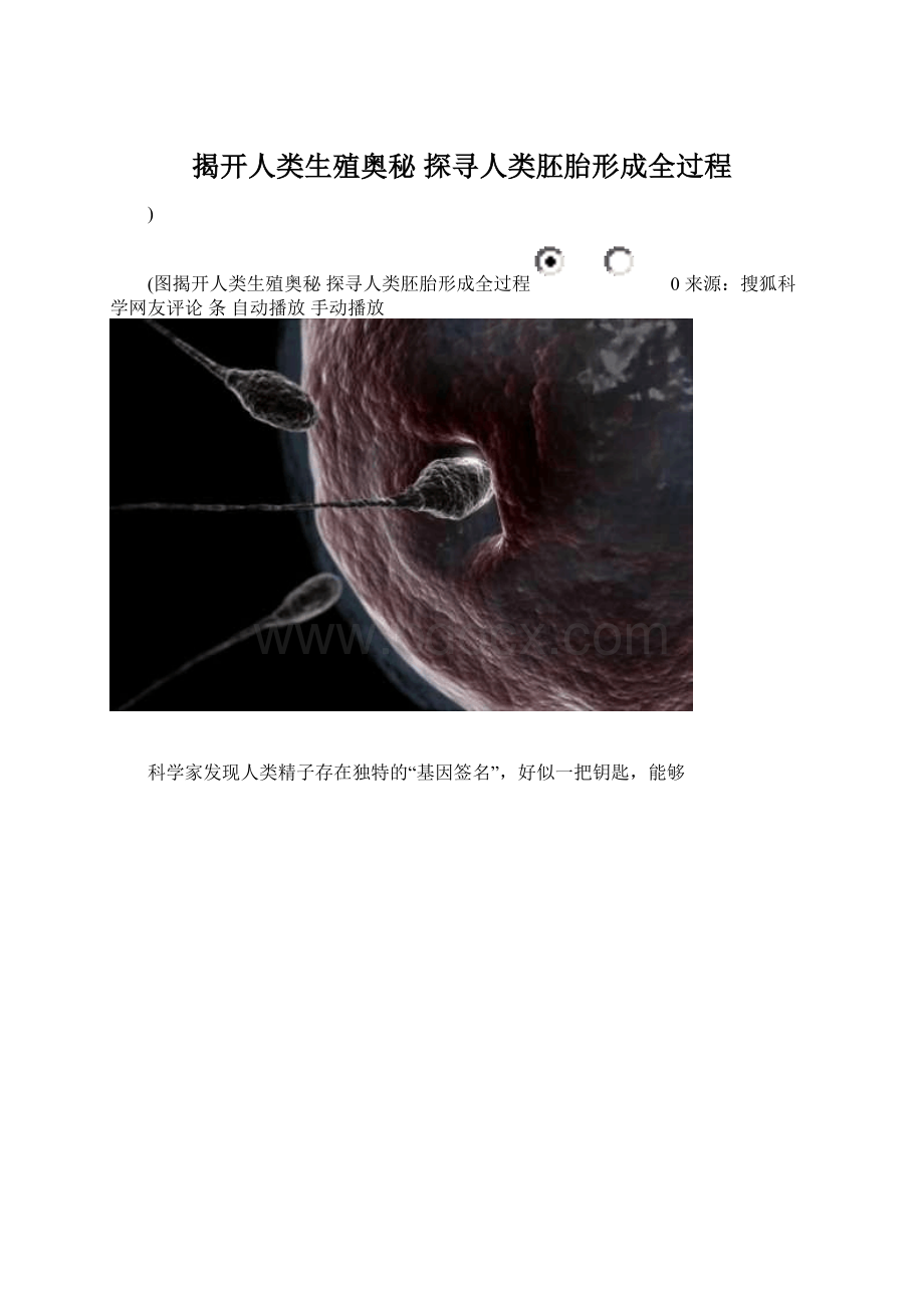 揭开人类生殖奥秘 探寻人类胚胎形成全过程Word文件下载.docx_第1页