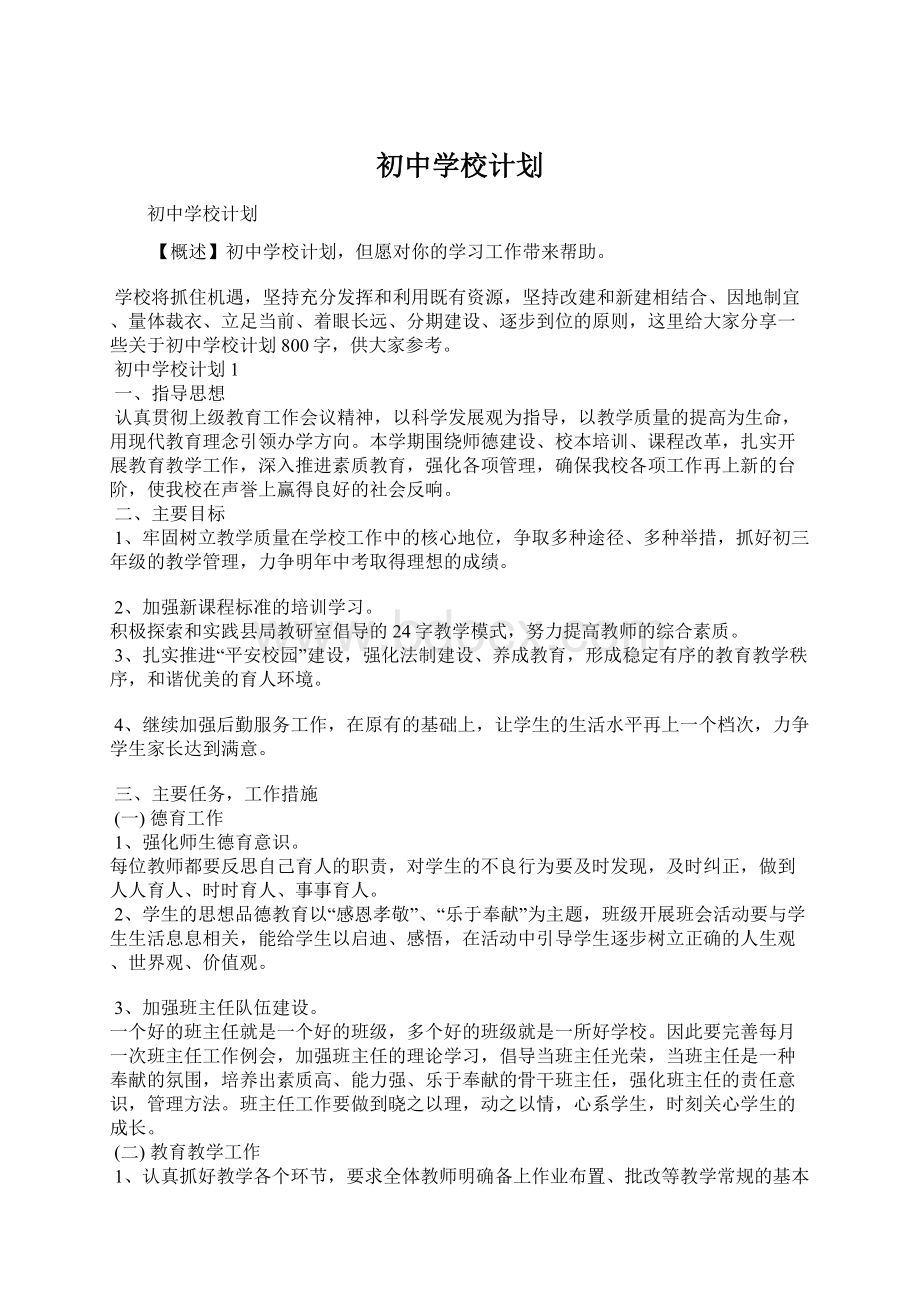 初中学校计划.docx