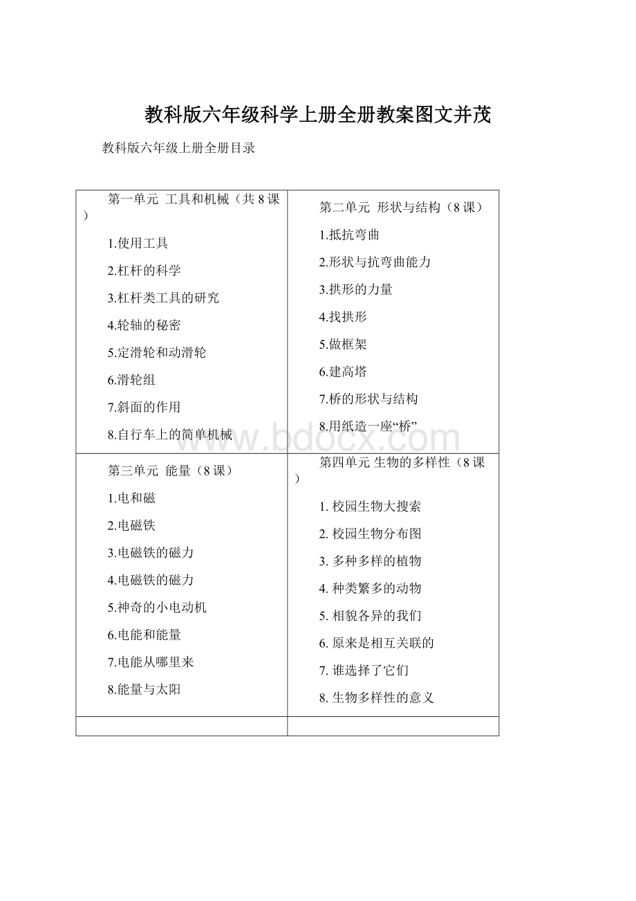 教科版六年级科学上册全册教案图文并茂文档格式.docx