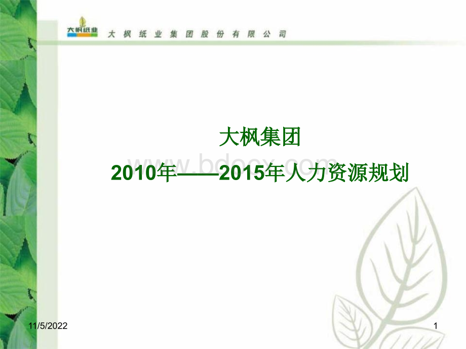 大枫集团5年人力资源战略规划1001PPT资料.ppt