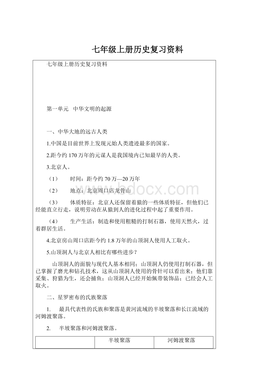 七年级上册历史复习资料.docx_第1页