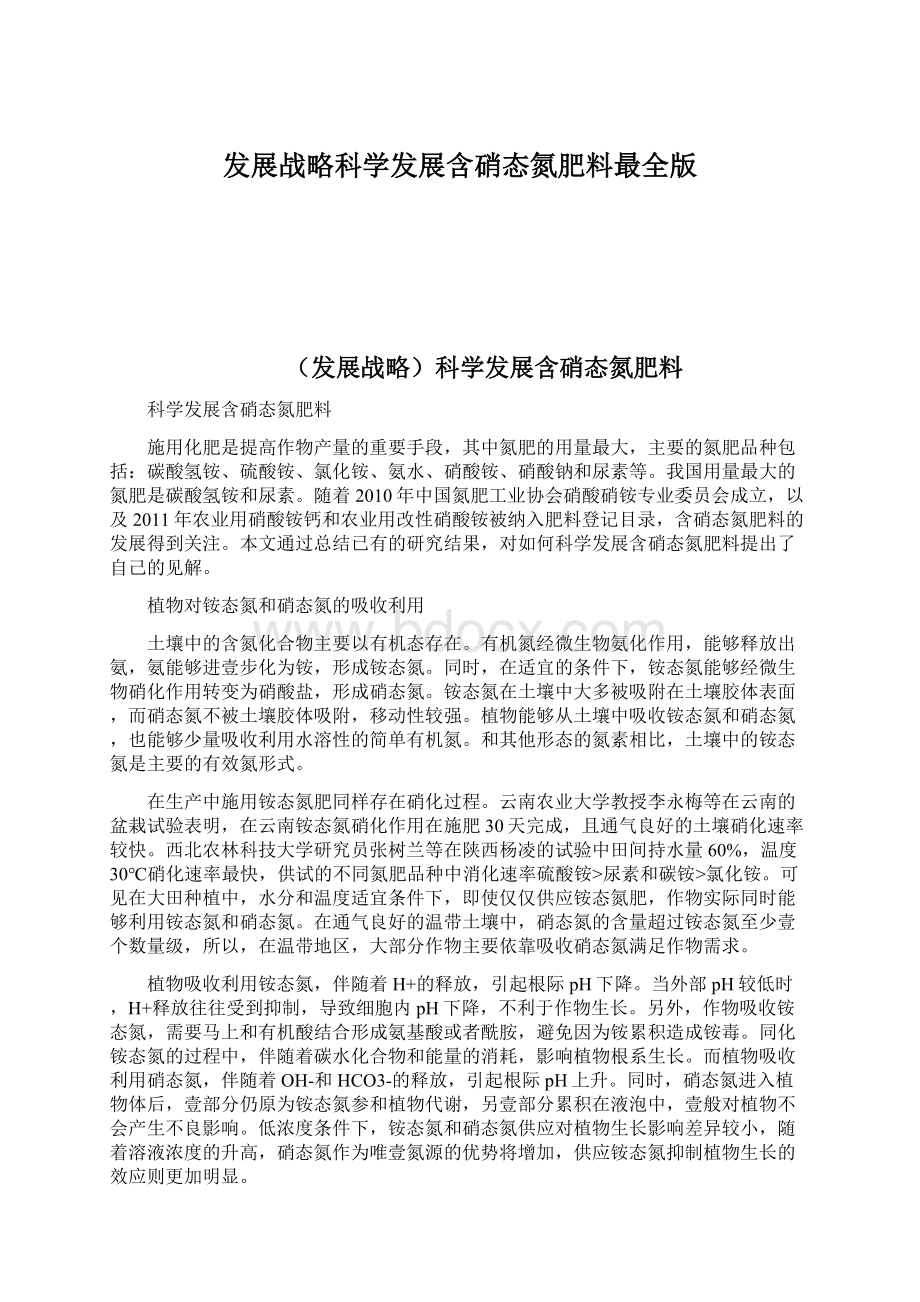 发展战略科学发展含硝态氮肥料最全版文档格式.docx_第1页