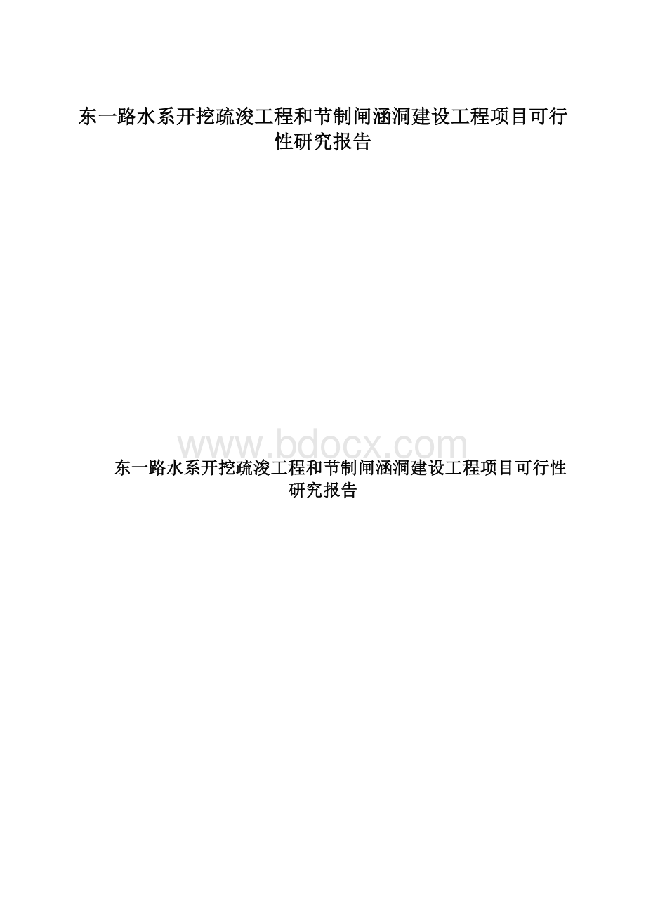 东一路水系开挖疏浚工程和节制闸涵洞建设工程项目可行性研究报告文档格式.docx_第1页