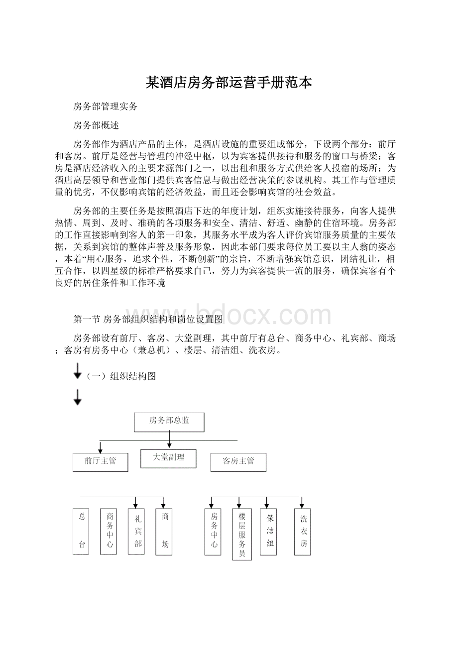 某酒店房务部运营手册范本Word文档下载推荐.docx