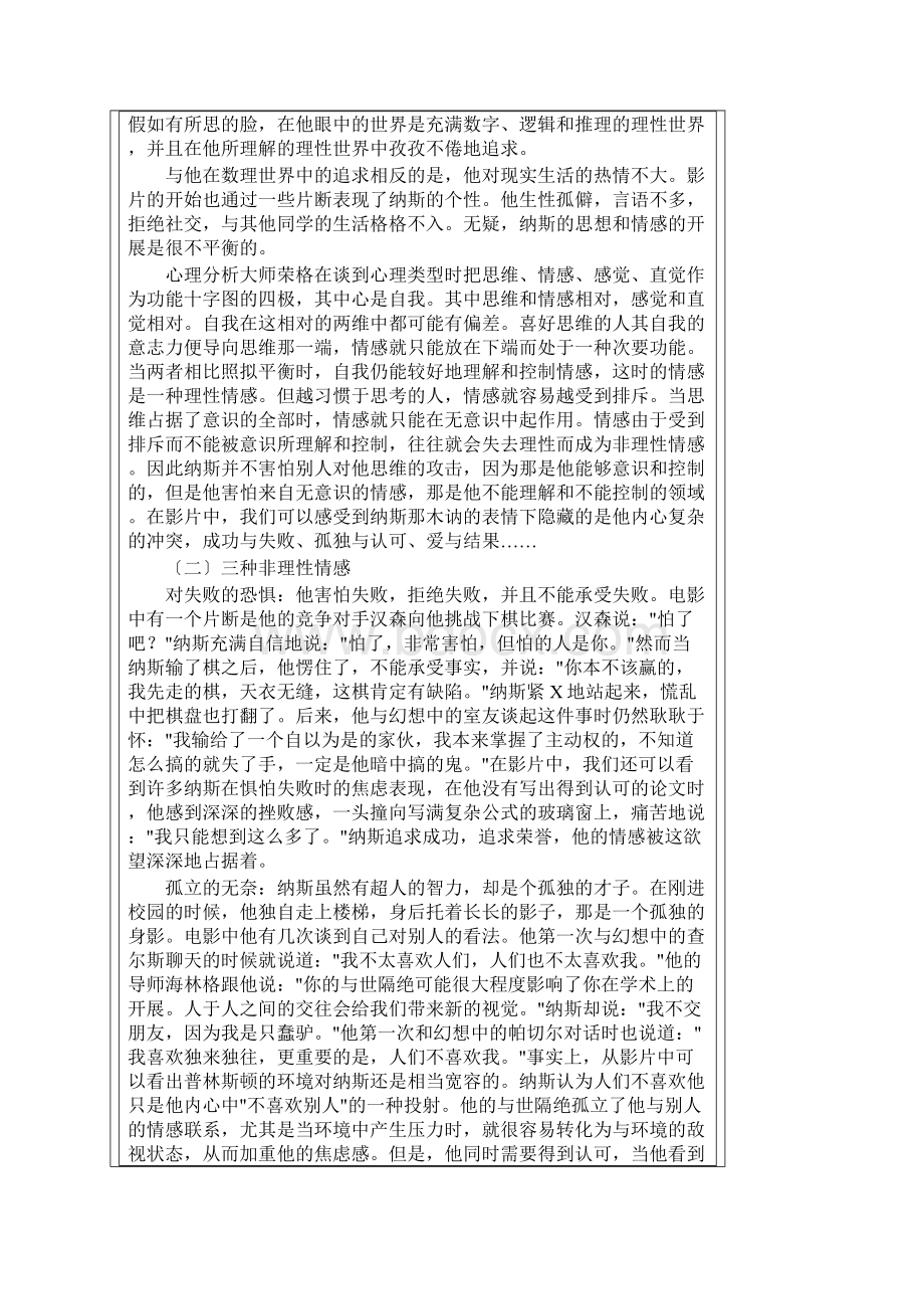 《美丽心灵》男主角纳斯地心理分析报告.docx_第2页