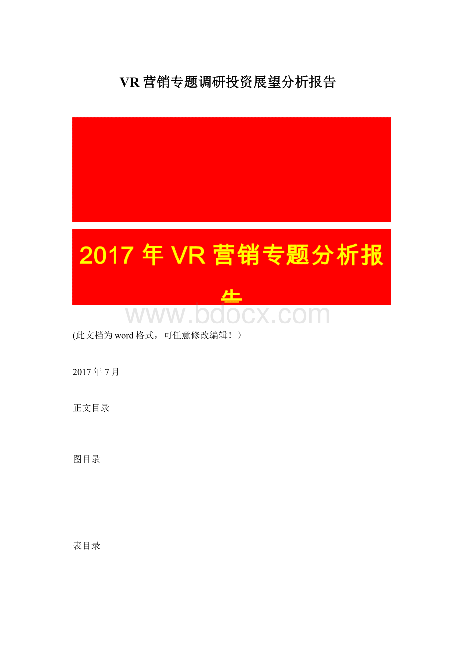 VR营销专题调研投资展望分析报告.docx_第1页