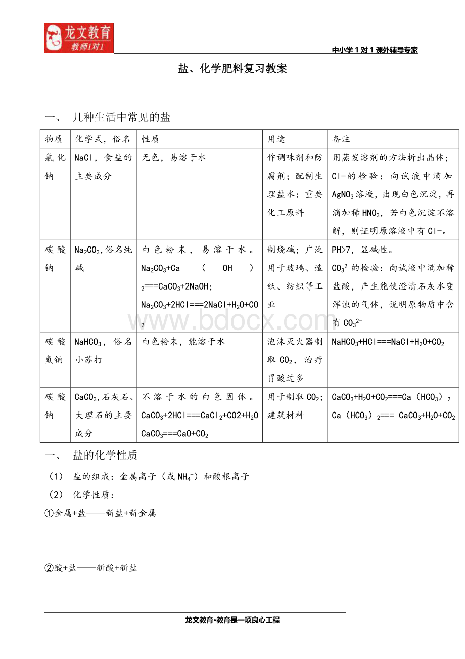 盐、化学肥料复习教案.doc_第1页