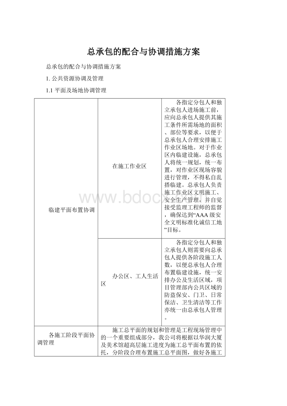 总承包的配合与协调措施方案Word格式文档下载.docx