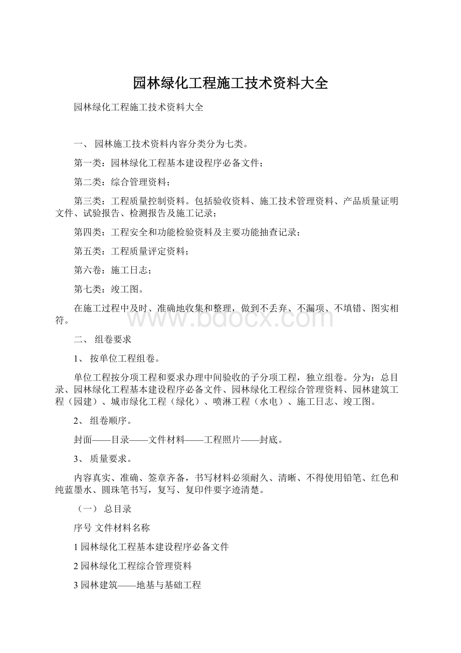 园林绿化工程施工技术资料大全Word文档格式.docx