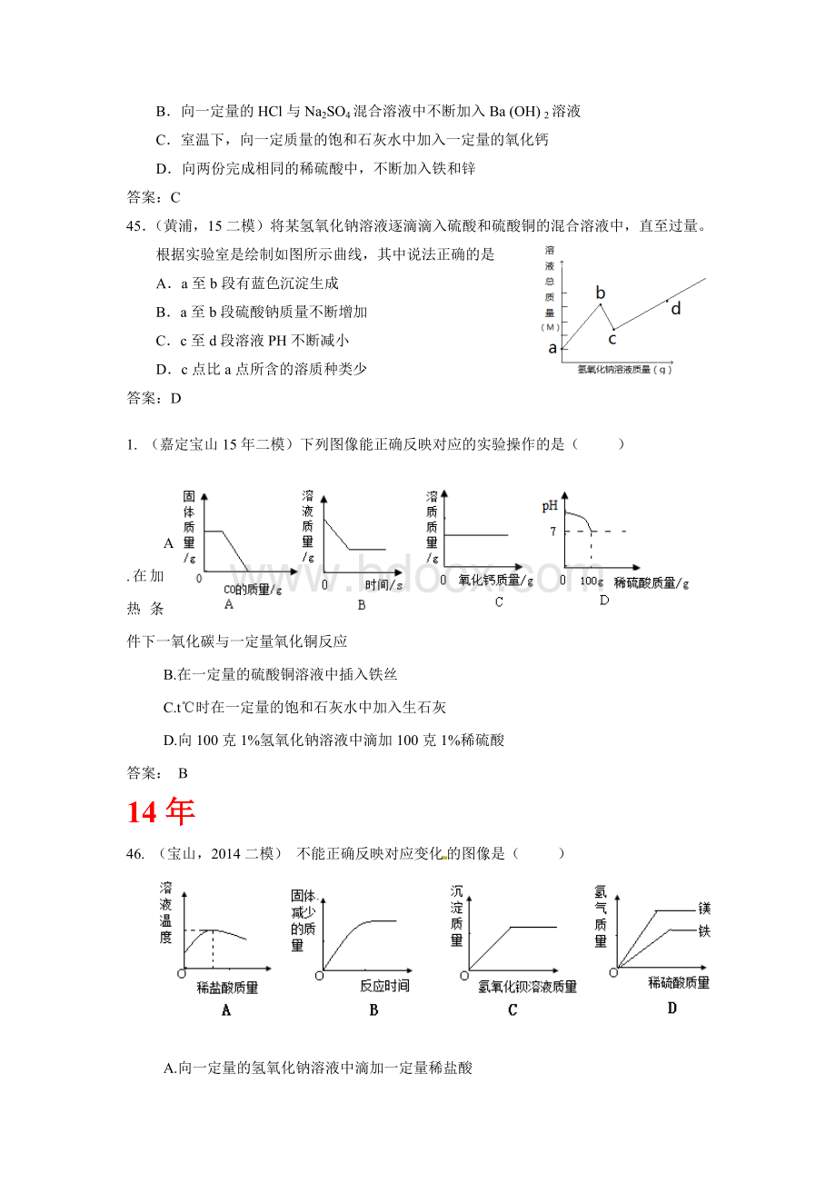 上海初三化学中考专题-图像问题Word文档格式.doc_第2页