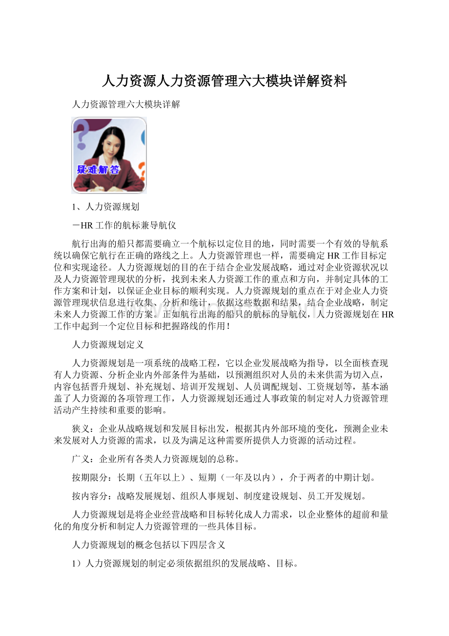 人力资源人力资源管理六大模块详解资料文档格式.docx_第1页