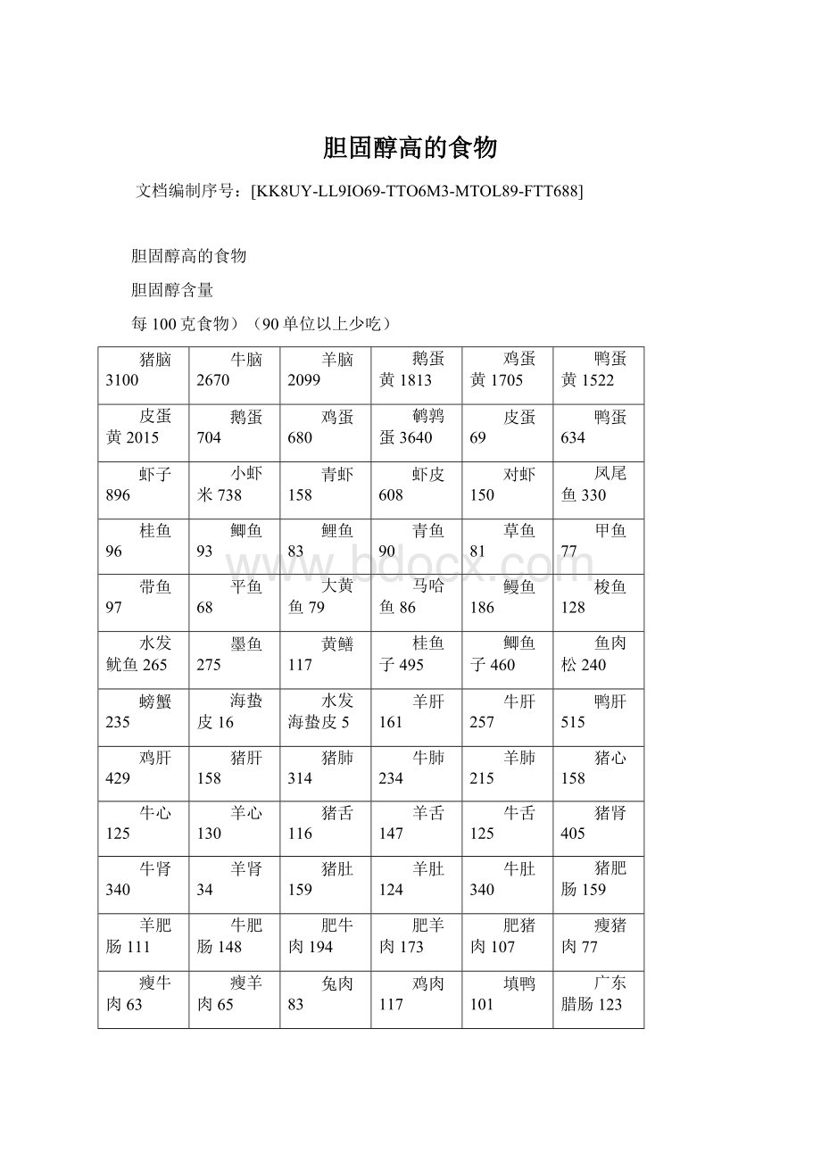 胆固醇高的食物文档格式.docx_第1页