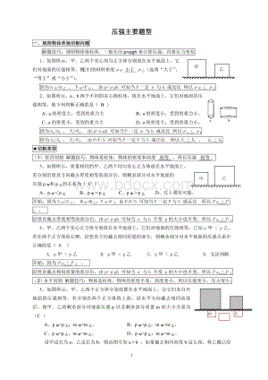 固体切割、叠放、倒入液体压强变化主要题型(含答案).doc