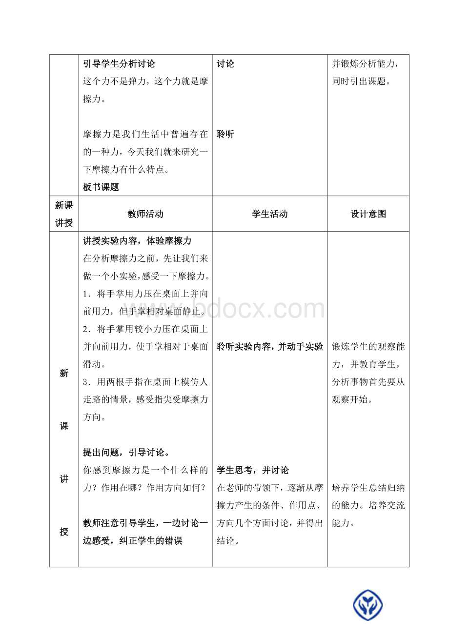 人教版(新)8.3摩擦力教案Word下载.doc_第2页