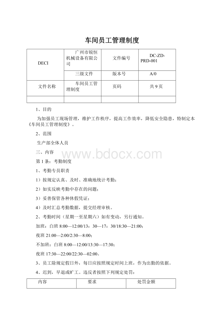 车间员工管理制度Word文档格式.docx_第1页