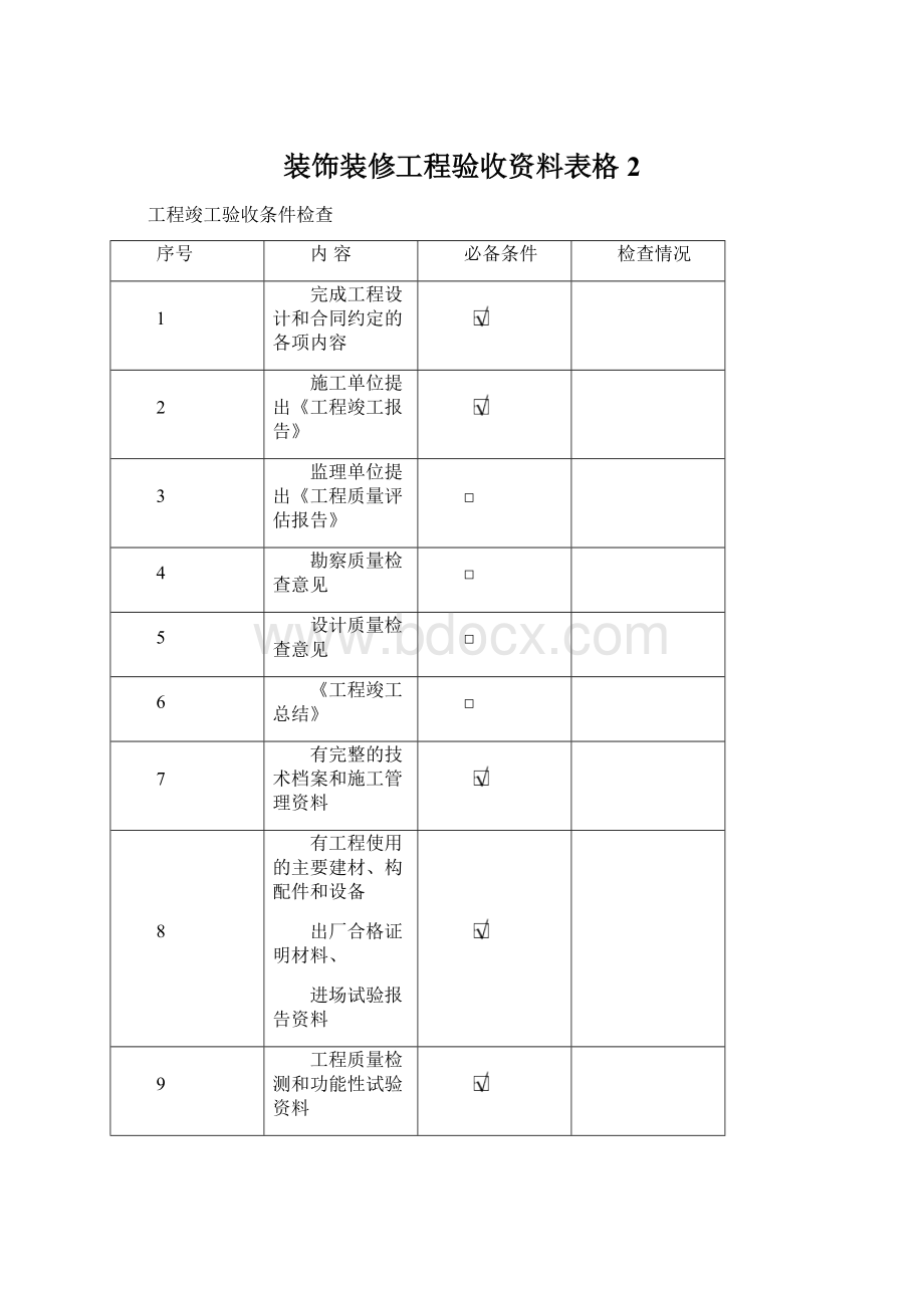 装饰装修工程验收资料表格 2.docx_第1页