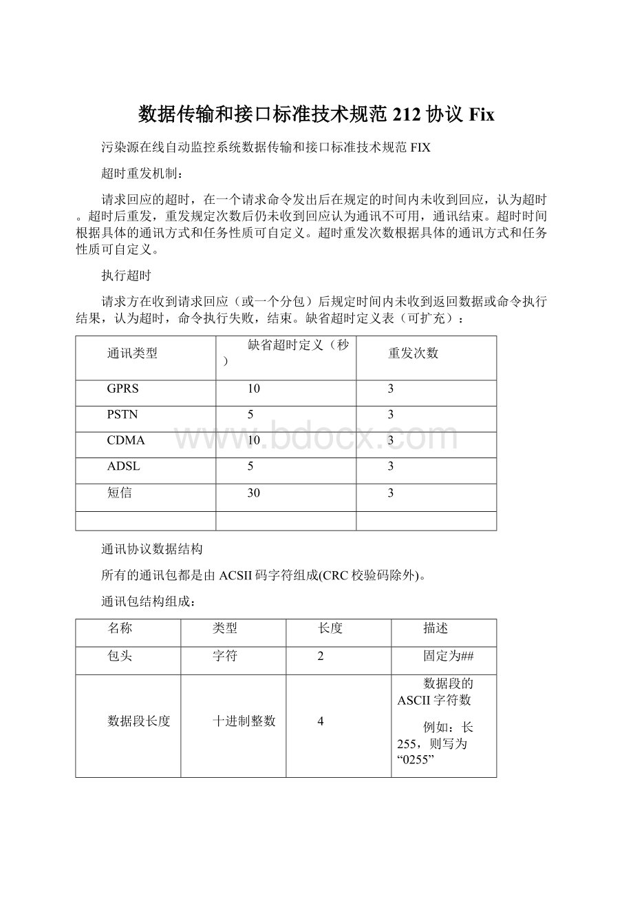 数据传输和接口标准技术规范212协议FixWord格式文档下载.docx_第1页