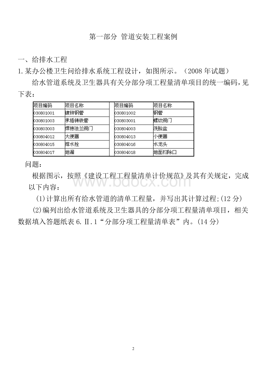 安装工程工程量清单编制及造价确定(南京工业大学工程管理).doc_第2页