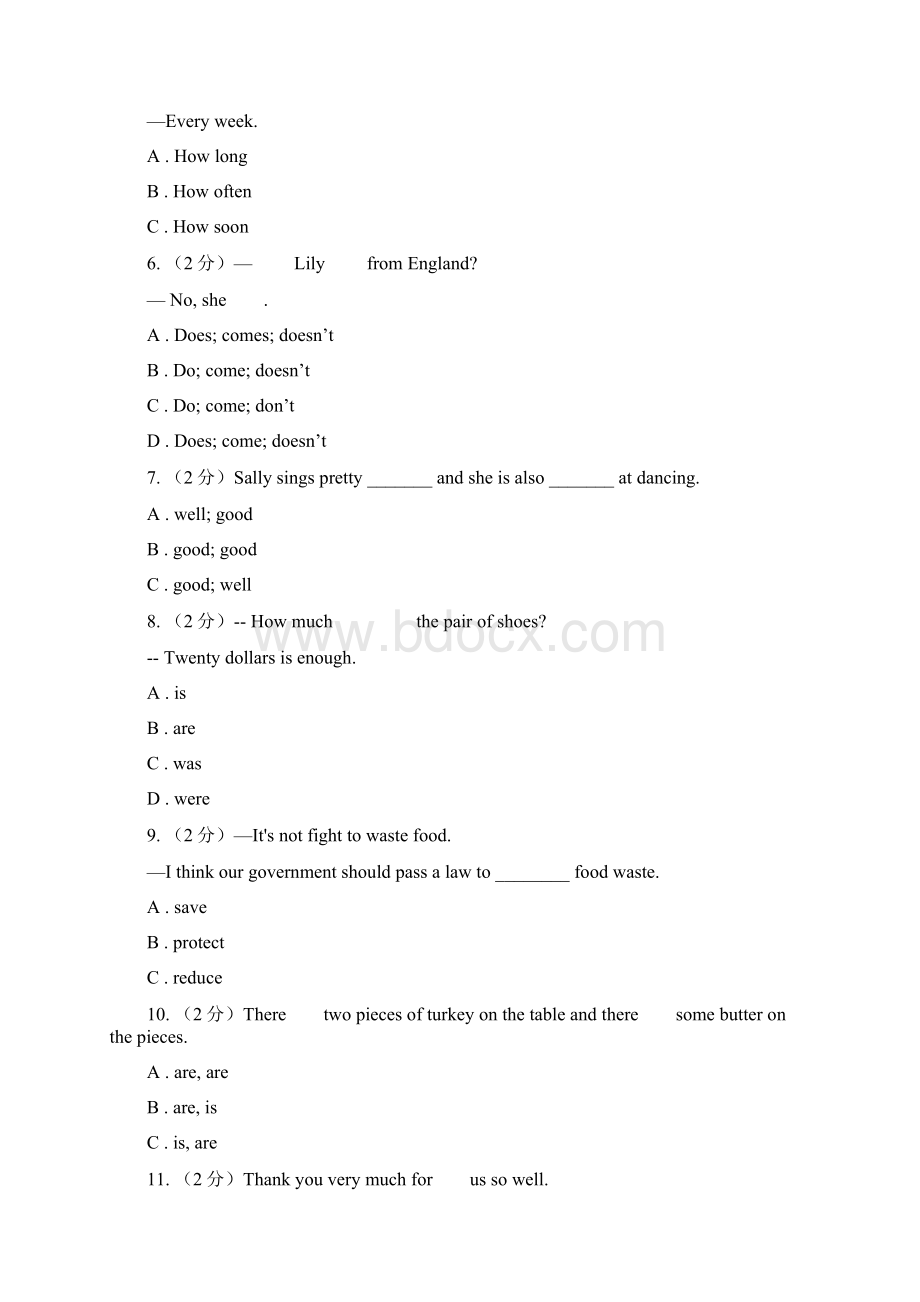 新版人教新目标版七年级英语上册Unit 7 How much are these socks单元测试一I卷.docx_第2页