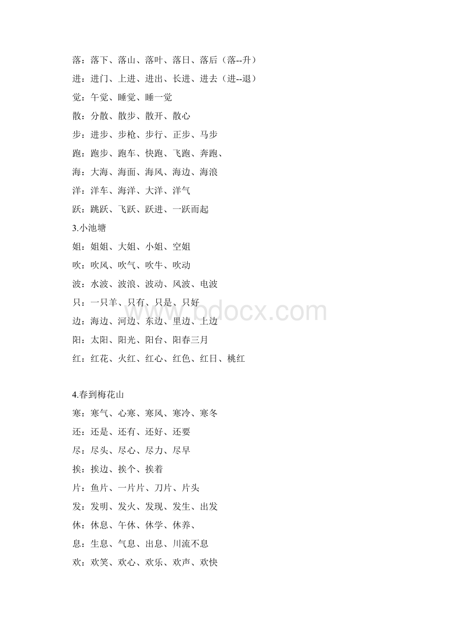 苏教版一年级语文下册一类字组词.docx_第3页