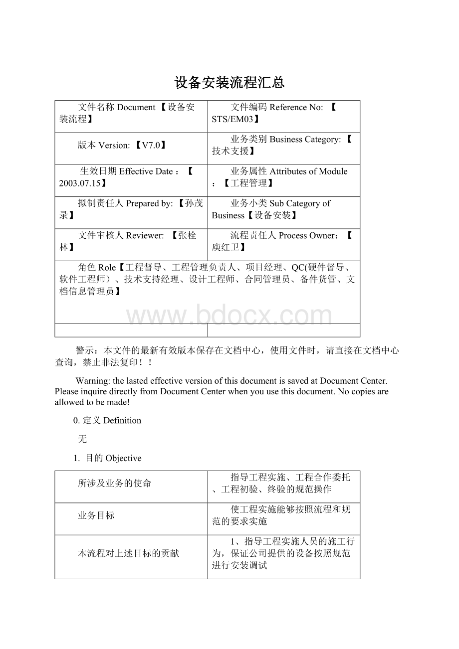 设备安装流程汇总.docx_第1页