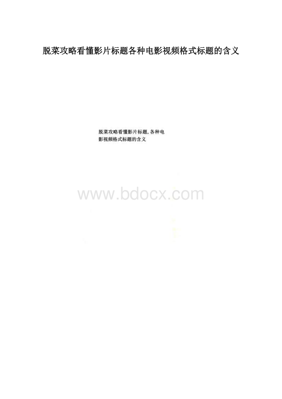 脱菜攻略看懂影片标题各种电影视频格式标题的含义.docx