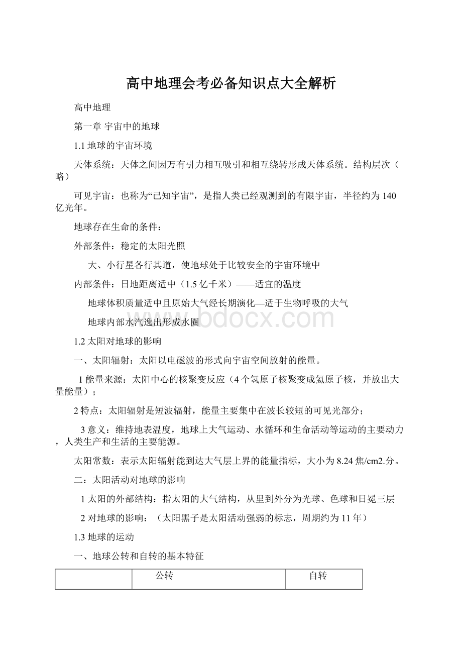 高中地理会考必备知识点大全解析Word格式.docx_第1页