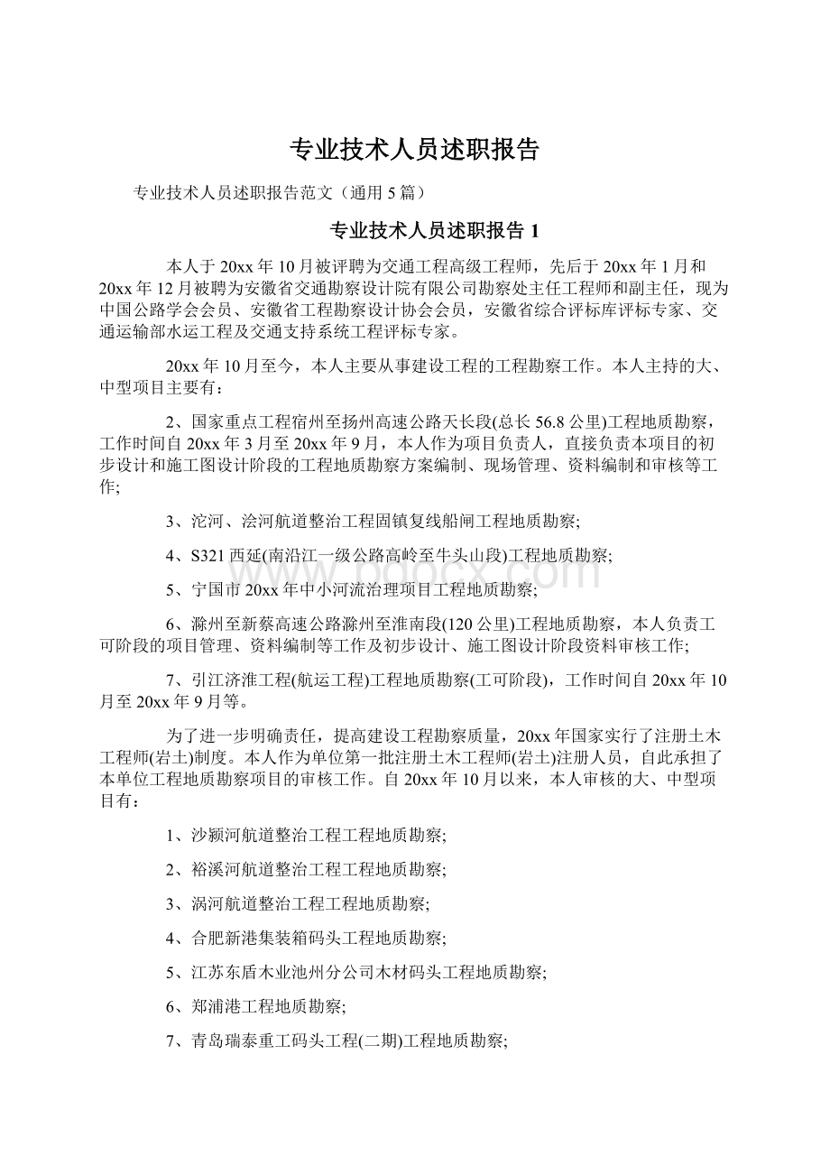 专业技术人员述职报告Word文档格式.docx