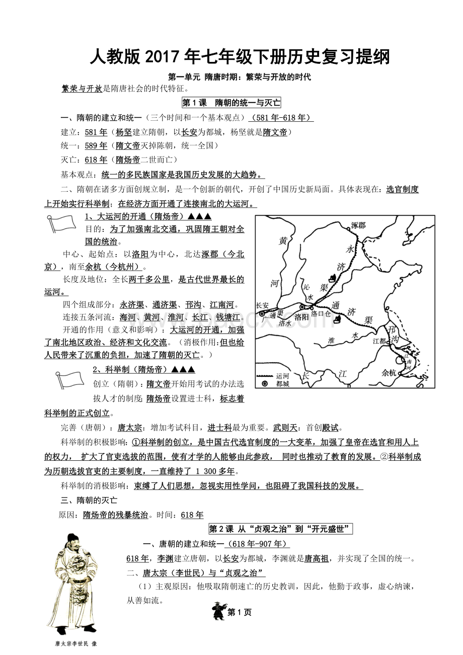 2018年七年级下册历史复习资料人教版Word文件下载.doc_第1页