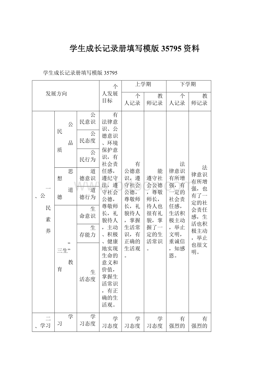 学生成长记录册填写模版35795资料.docx_第1页