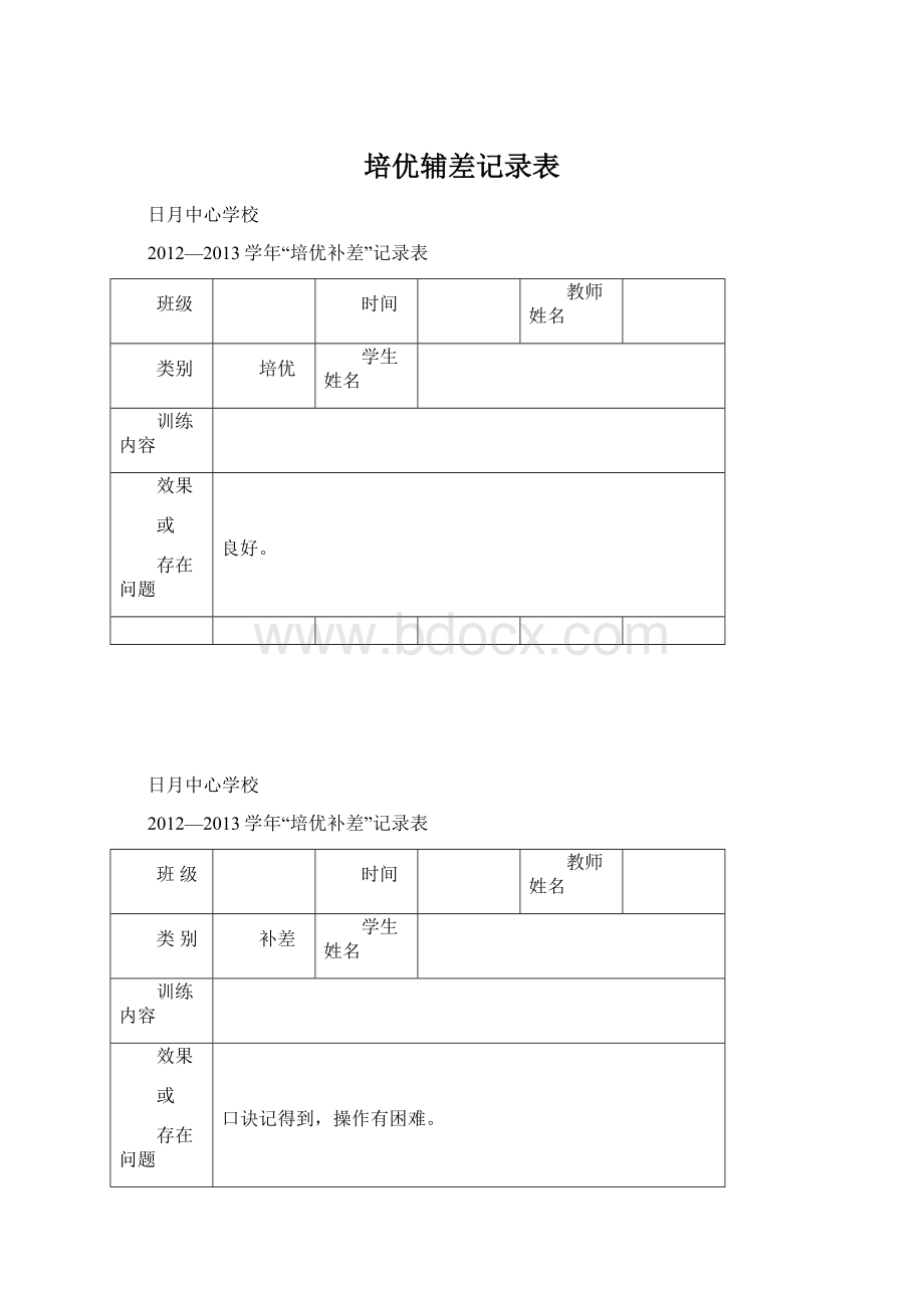 培优辅差记录表.docx_第1页