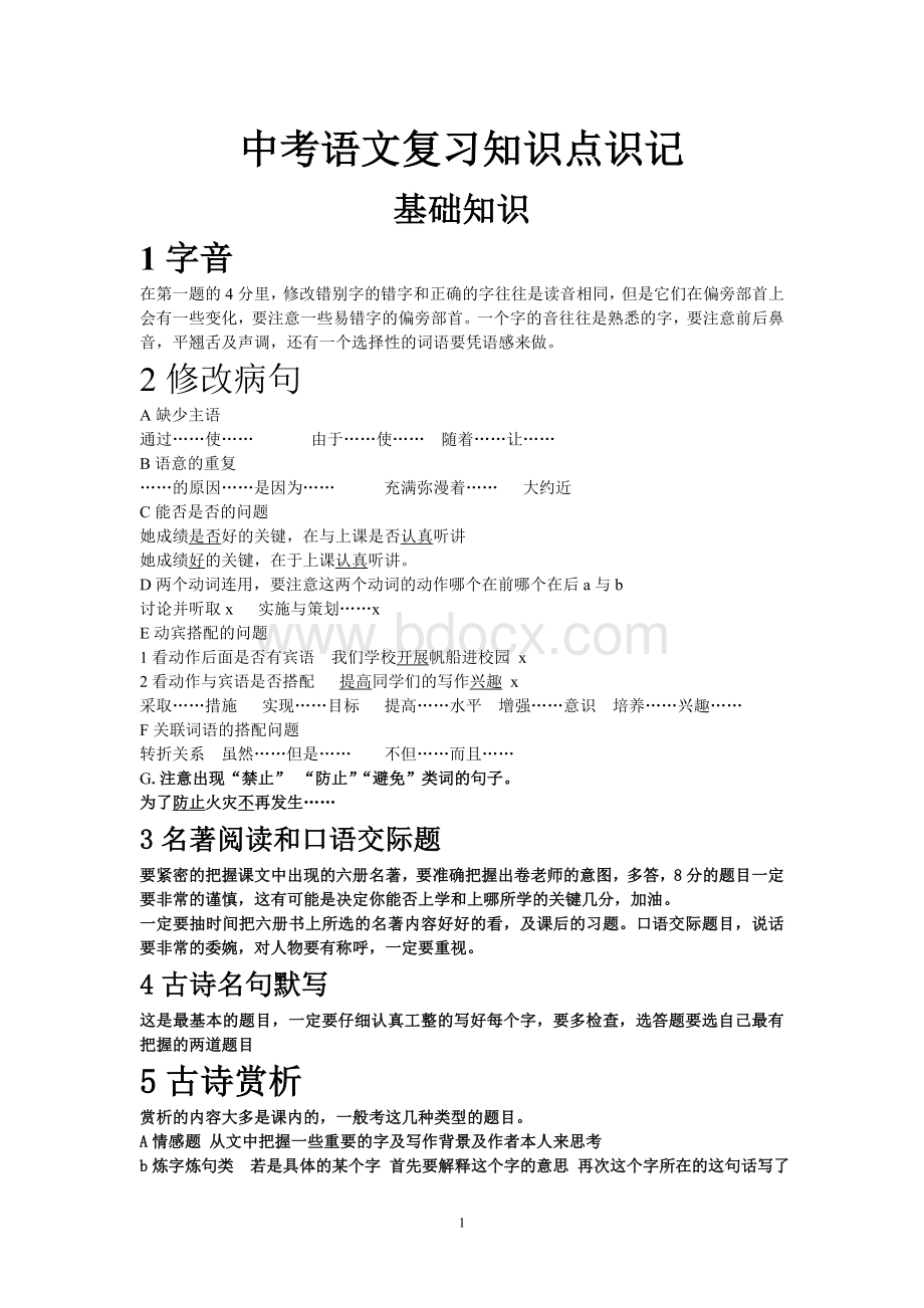 中考语文知识点Word格式.doc_第1页