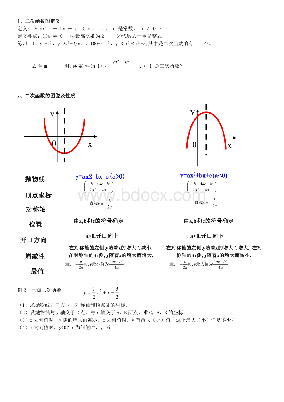 中考复习专题二次函数经典分类讲解复习以及练习题-(-含答案).doc