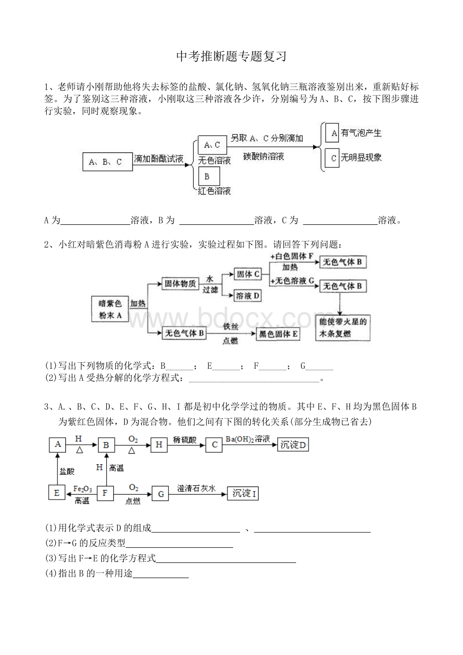 中考化学推断题专题复习.doc