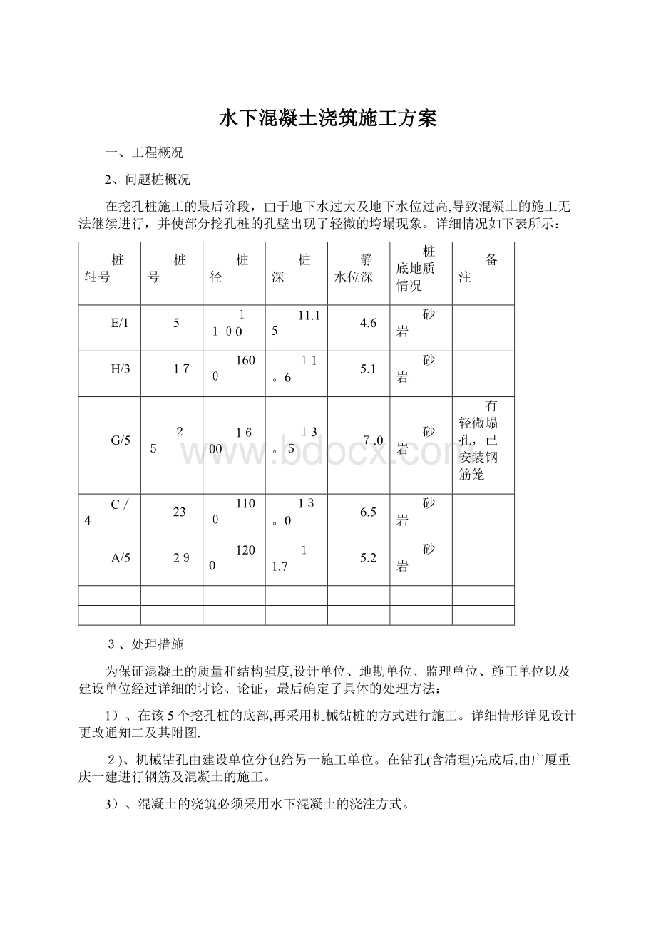 水下混凝土浇筑施工方案文档格式.docx_第1页