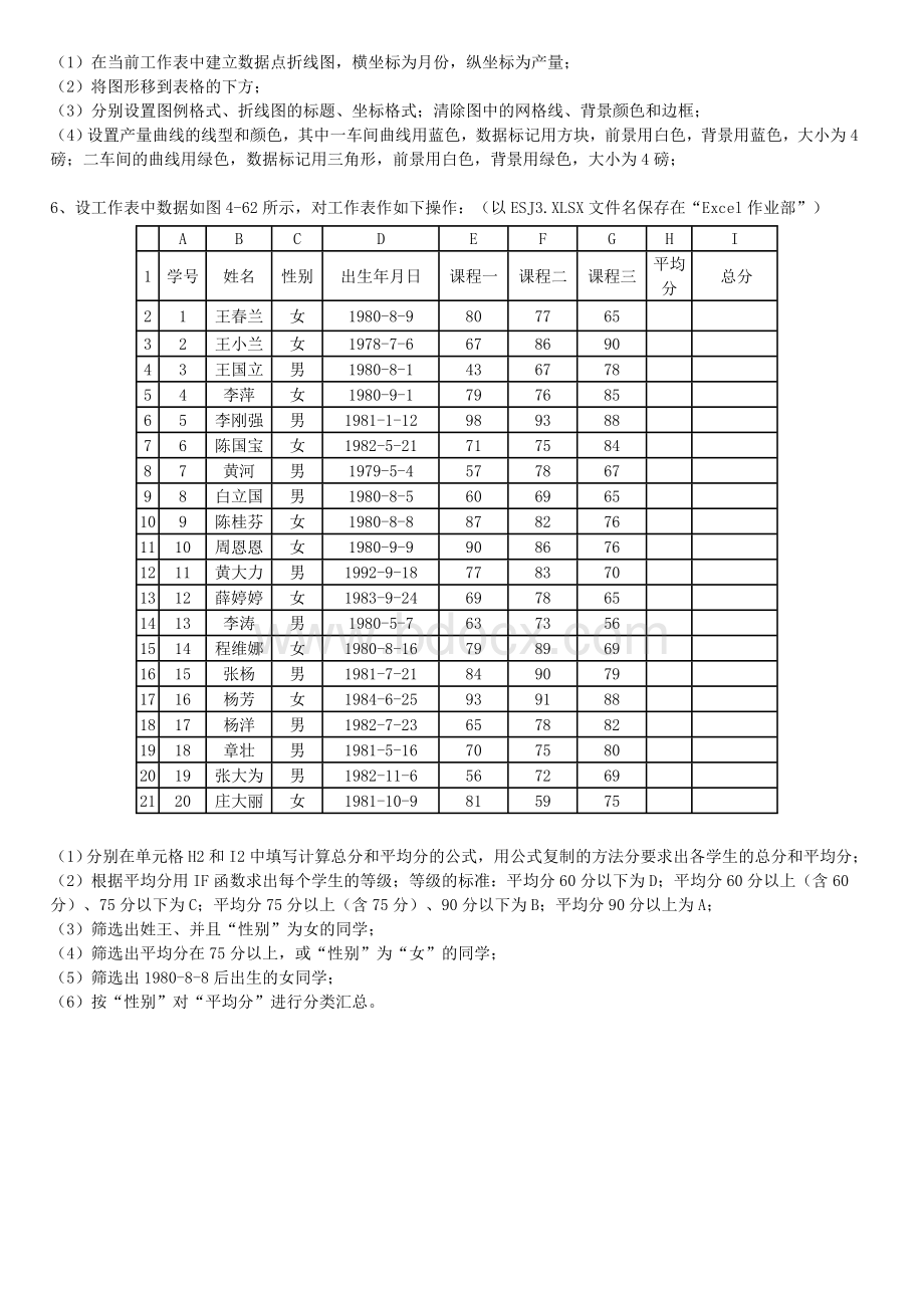 Excel的基本知识测试题(表格操作)Word格式.docx_第2页