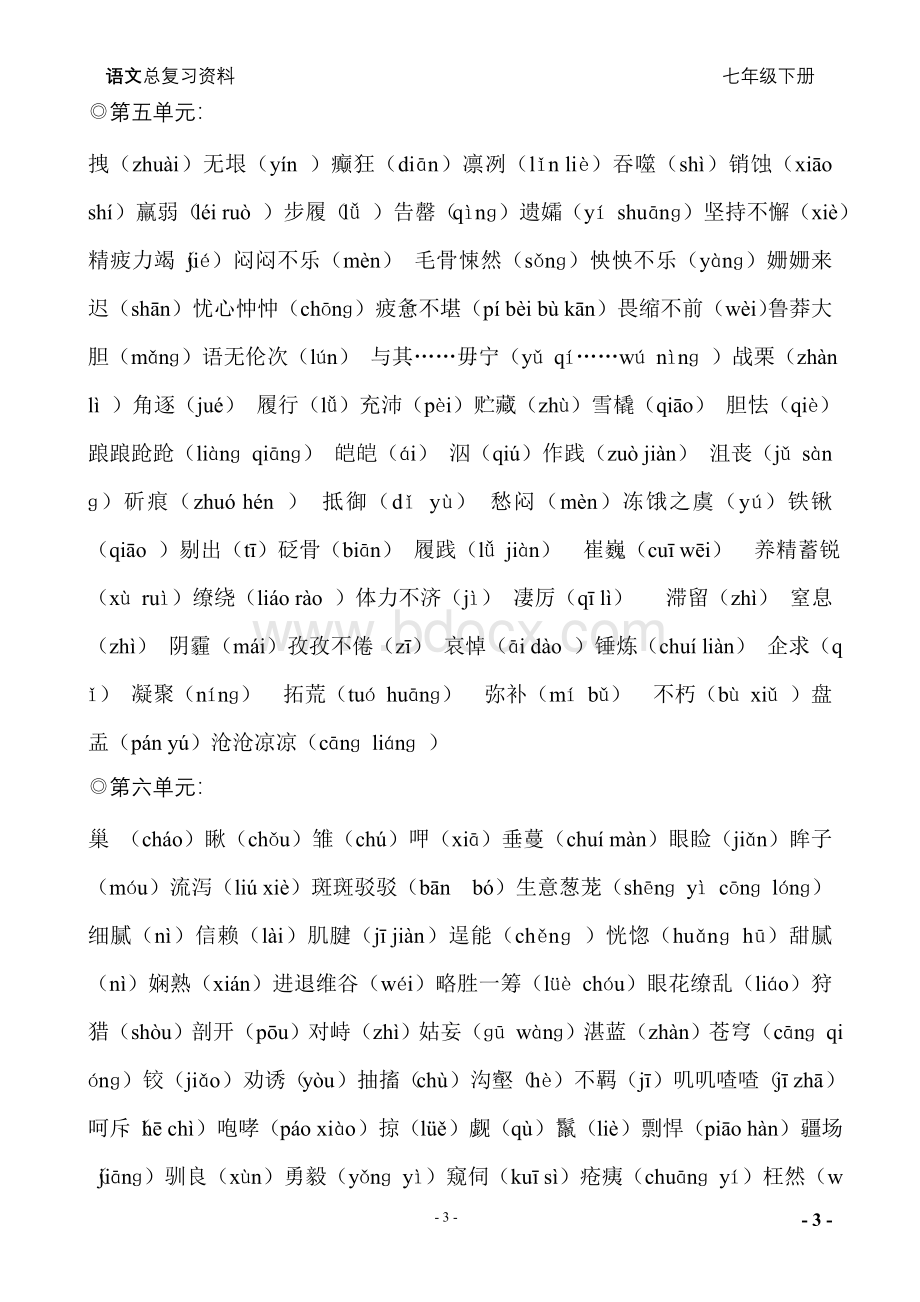 人教版七年级语文下册期末总复习资料(全)Word格式.doc_第3页