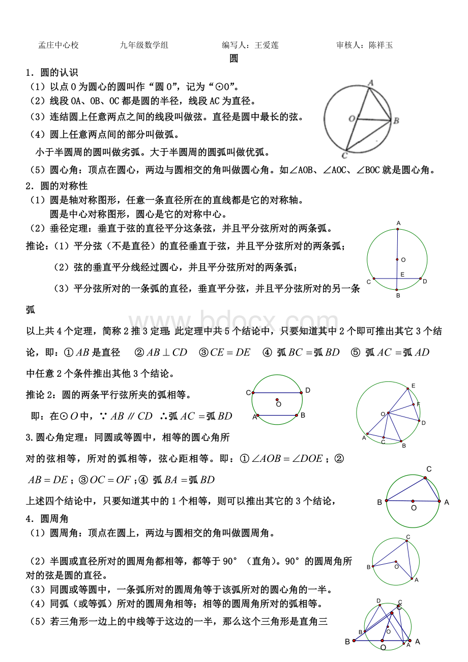 九年级下册《圆》知识点总结Word文件下载.doc