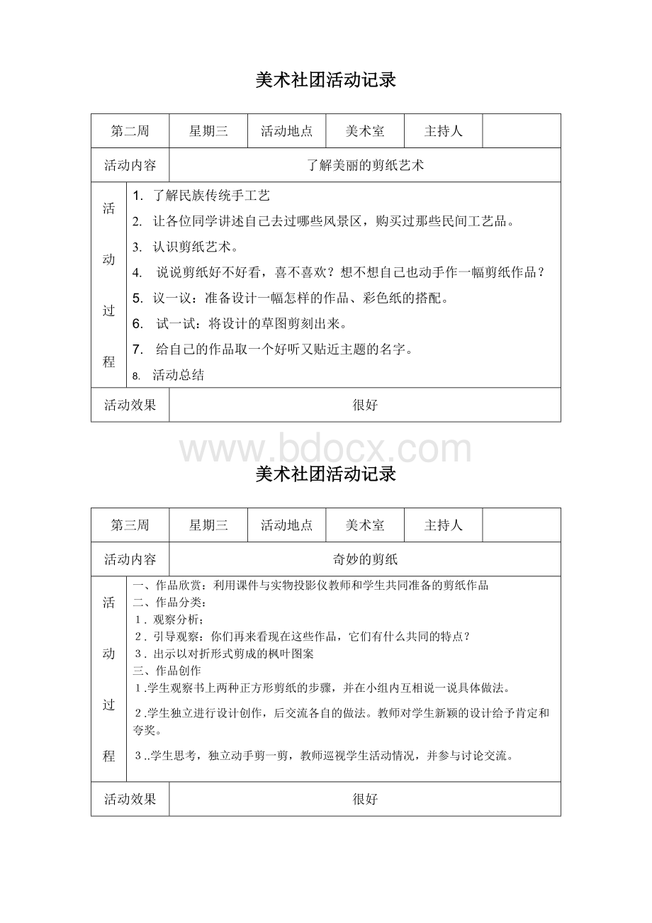 美术社团活动记录Word格式.doc