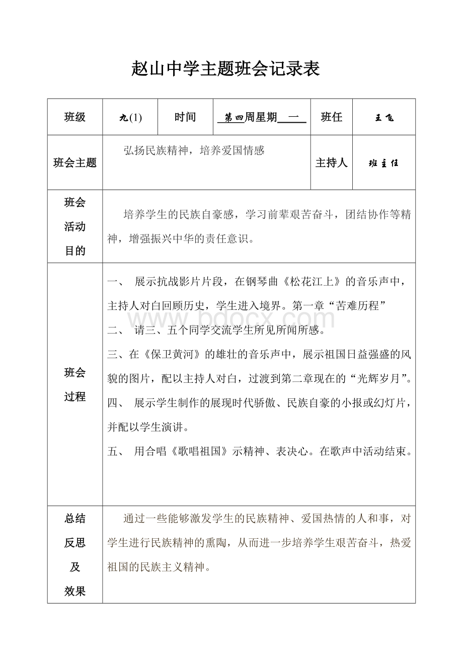 九年级班会记录表Word格式.doc_第2页