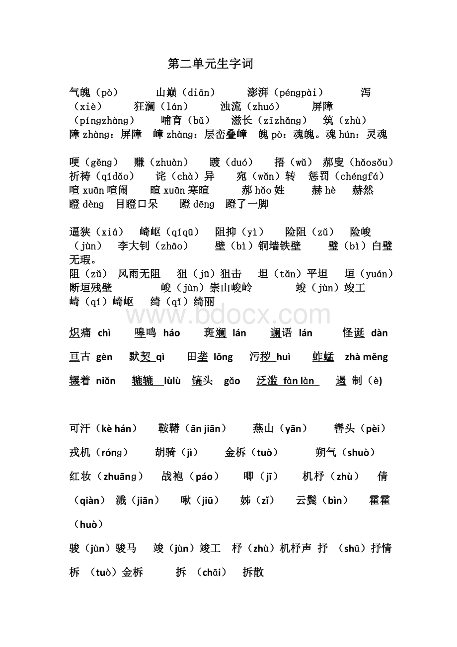 人教版语文七年级下册第二单元生字词复习Word文件下载.doc