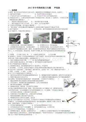 中考物理复习专题《声现象》.doc